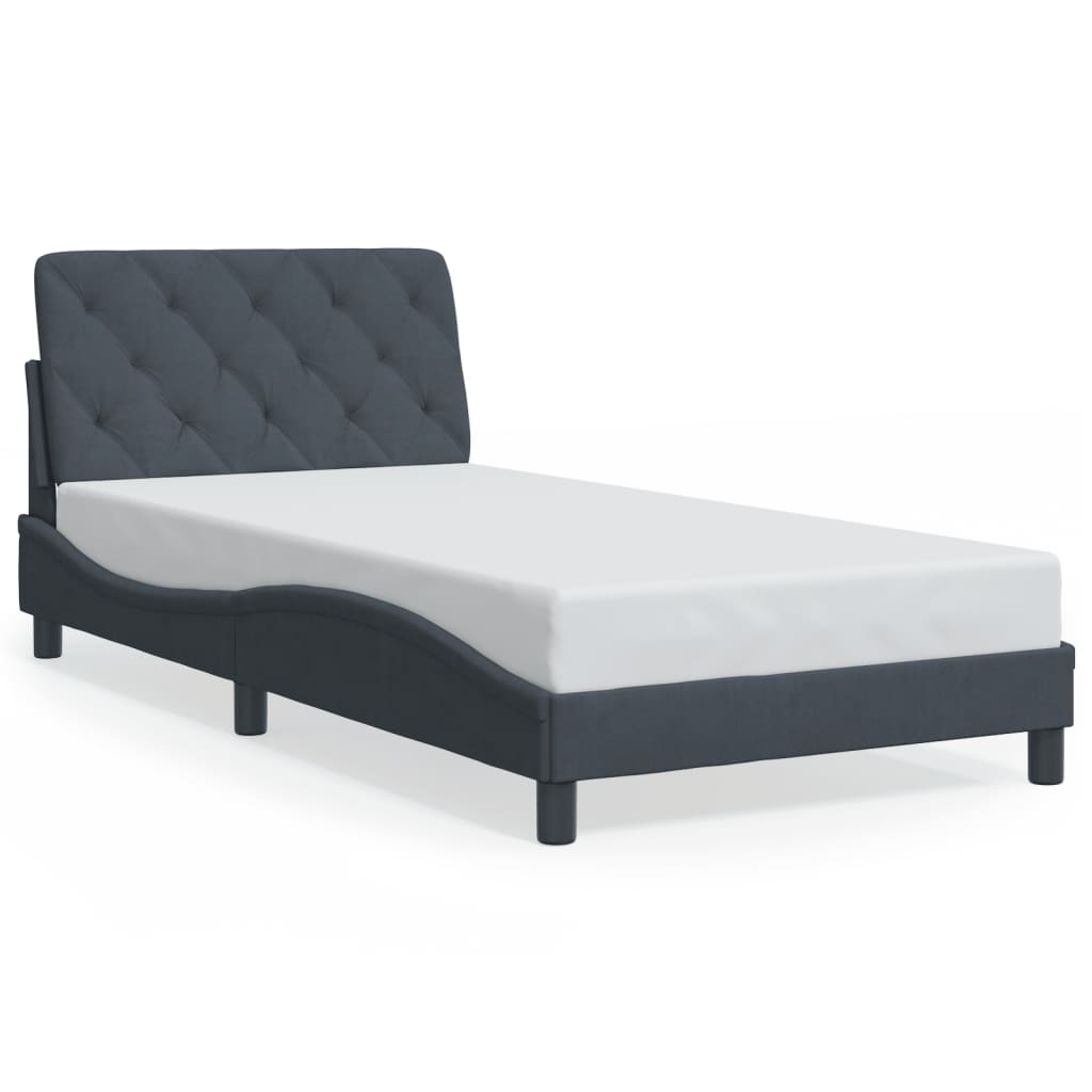 Bedframe zonder matras 100x200 cm fluweel donkergrijs is nu te koop bij PeponiXL, paradijselijk wonen!