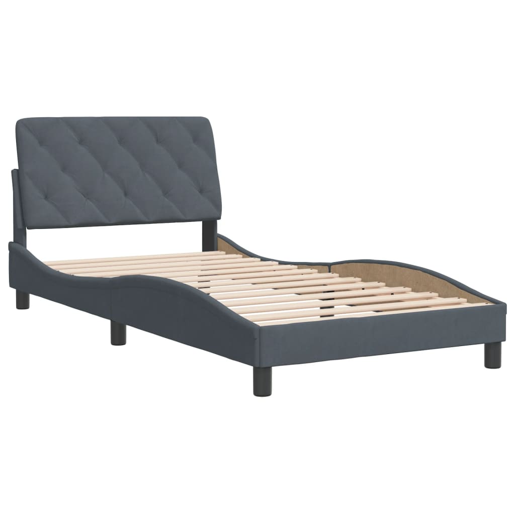 Bedframe zonder matras 100x200 cm fluweel donkergrijs is nu te koop bij PeponiXL, paradijselijk wonen!