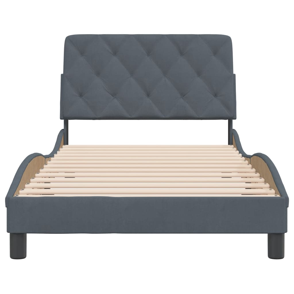 Bedframe zonder matras 100x200 cm fluweel donkergrijs is nu te koop bij PeponiXL, paradijselijk wonen!