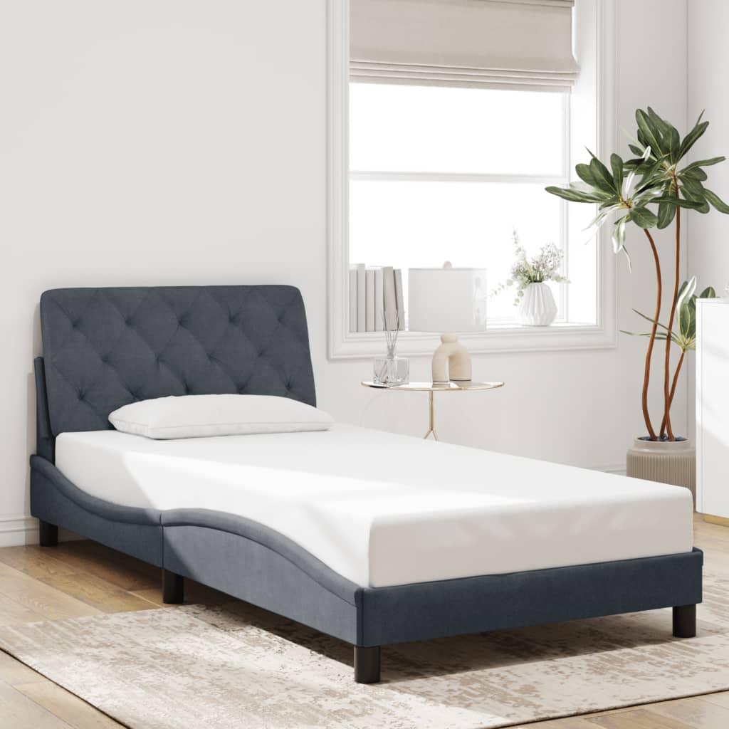 Bedframe zonder matras 100x200 cm fluweel donkergrijs is nu te koop bij PeponiXL, paradijselijk wonen!