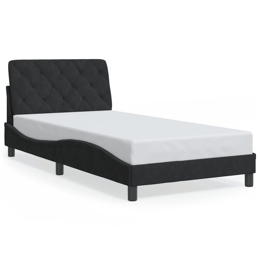 Bedframe zonder matras 100x200 cm fluweel zwart is nu te koop bij PeponiXL, paradijselijk wonen!