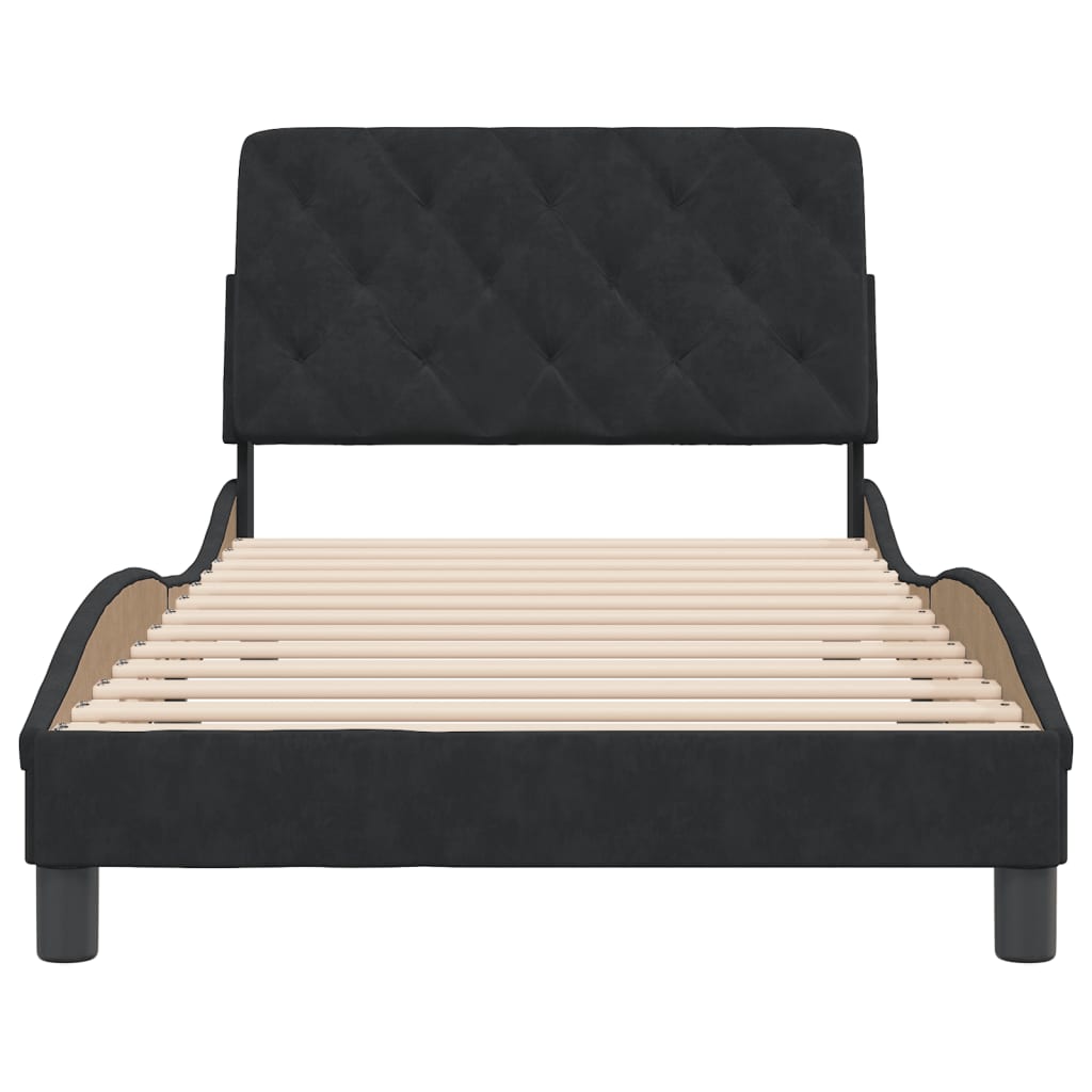 Bedframe zonder matras 100x200 cm fluweel zwart is nu te koop bij PeponiXL, paradijselijk wonen!