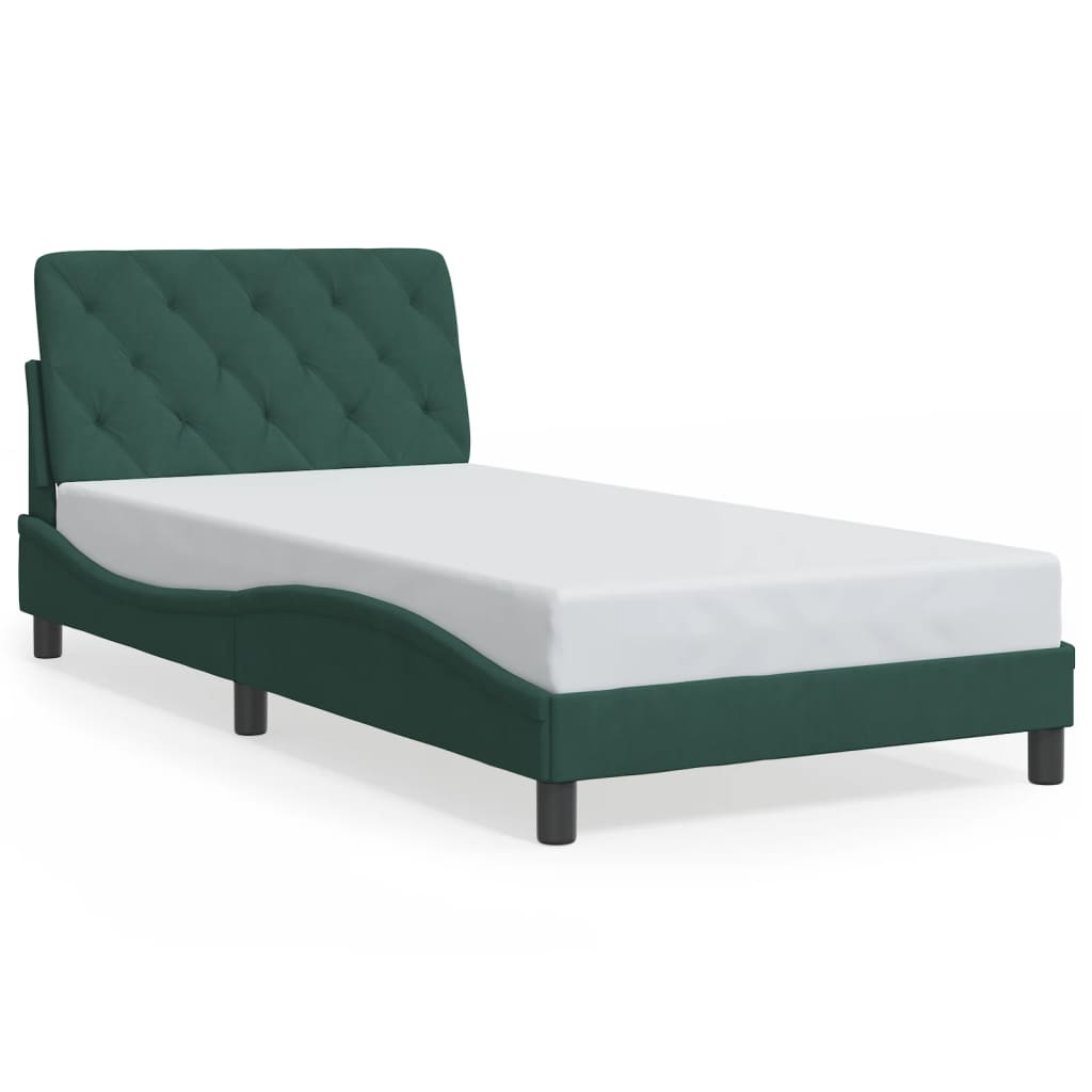 Bedframe zonder matras 100x200 cm fluweel donkergroen is nu te koop bij PeponiXL, paradijselijk wonen!