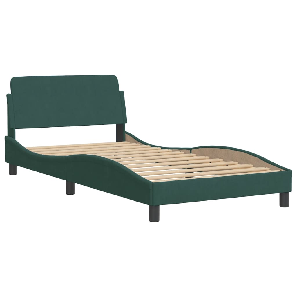 Bedframe zonder matras 100x200 cm fluweel donkergroen is nu te koop bij PeponiXL, paradijselijk wonen!