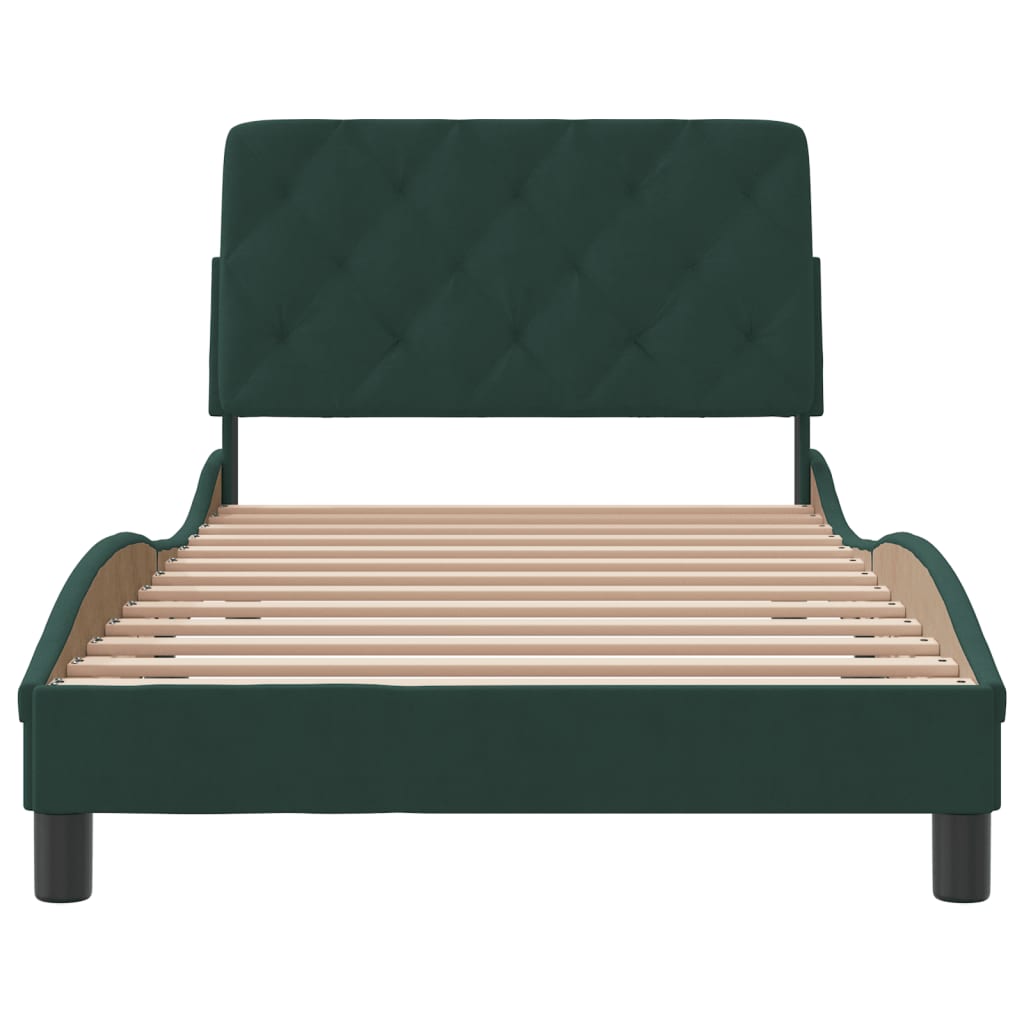 Bedframe zonder matras 100x200 cm fluweel donkergroen is nu te koop bij PeponiXL, paradijselijk wonen!