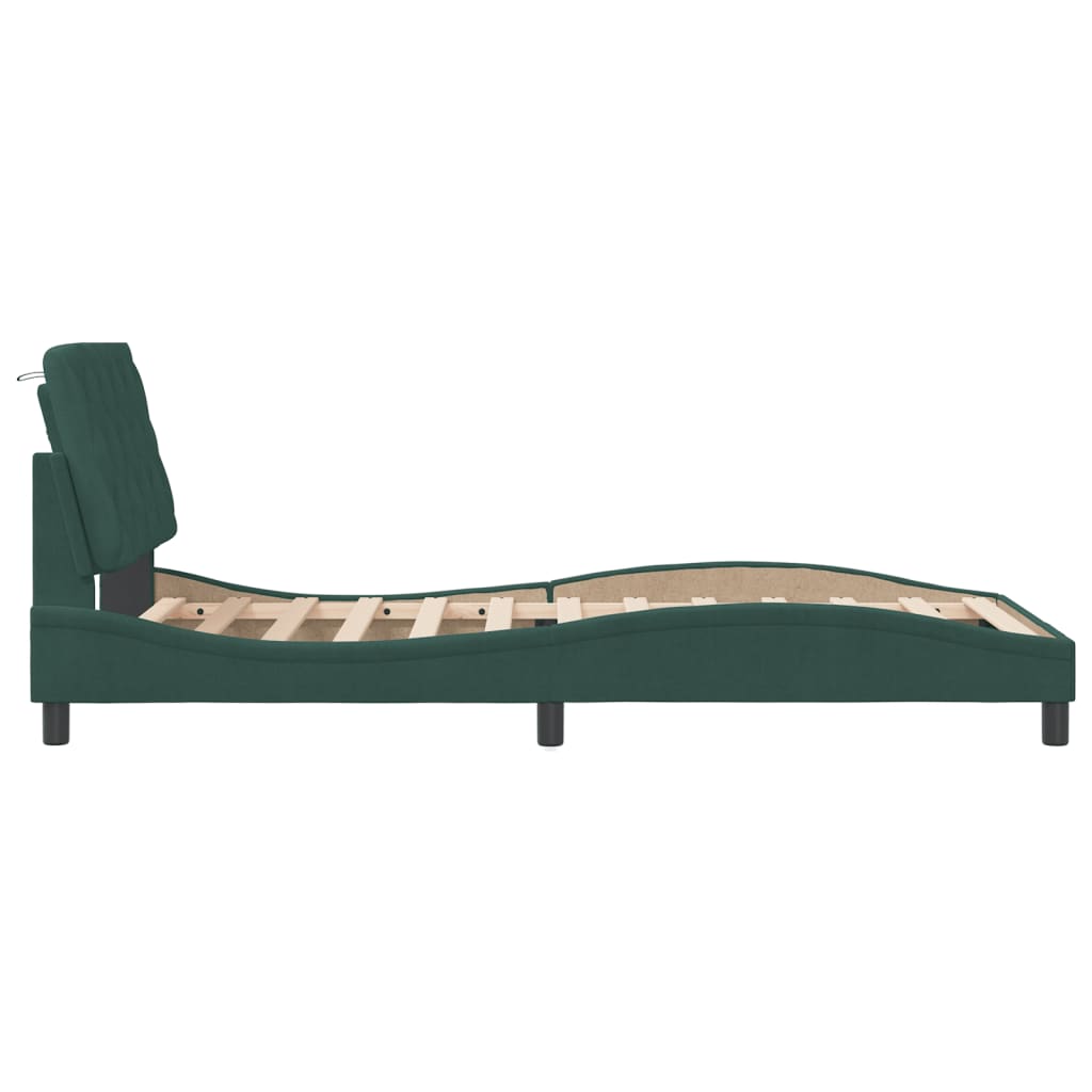 Bedframe zonder matras 100x200 cm fluweel donkergroen is nu te koop bij PeponiXL, paradijselijk wonen!