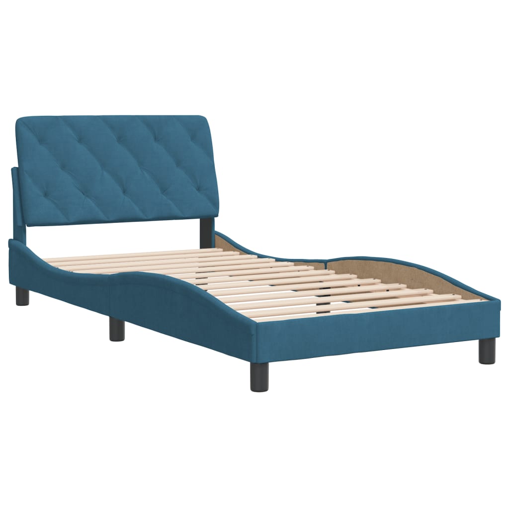 Bedframe zonder matras fluweel blauw 100x200 cm is nu te koop bij PeponiXL, paradijselijk wonen!