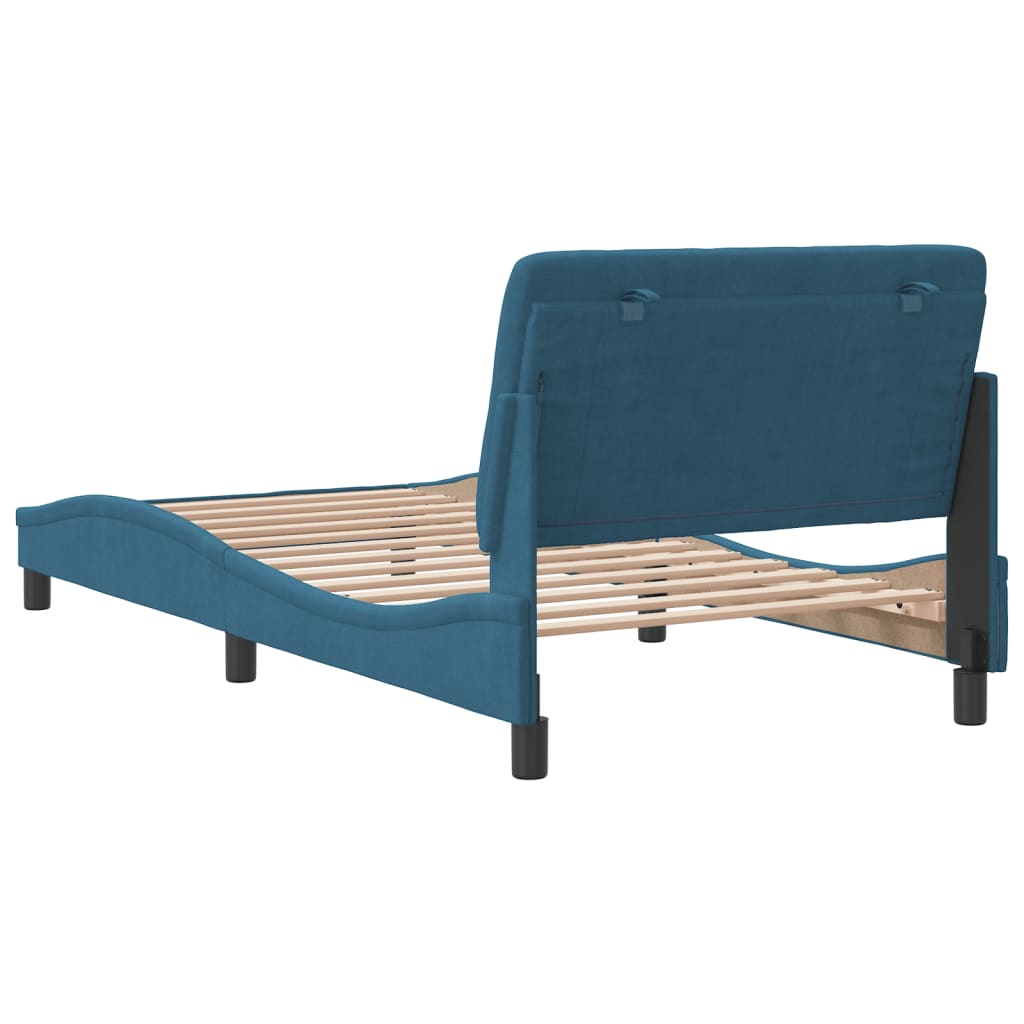 Bedframe zonder matras fluweel blauw 100x200 cm is nu te koop bij PeponiXL, paradijselijk wonen!