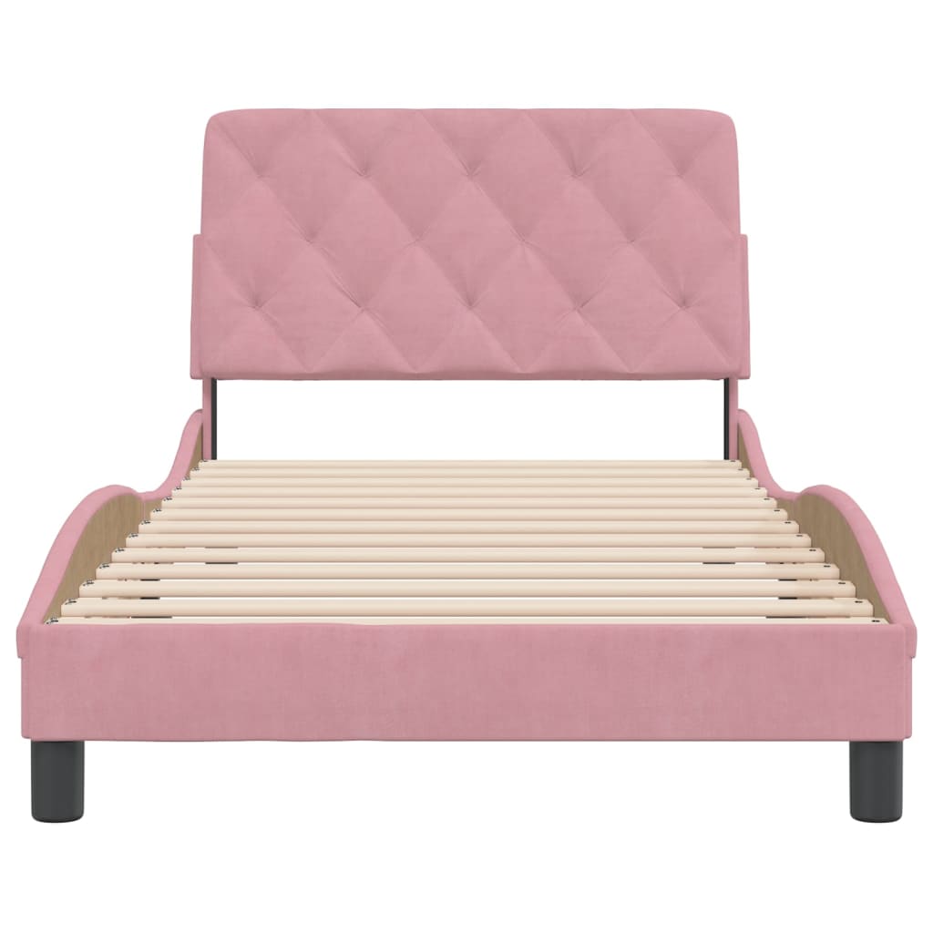 Bedframe zonder matras fluweel roze 100x200 cm is nu te koop bij PeponiXL, paradijselijk wonen!