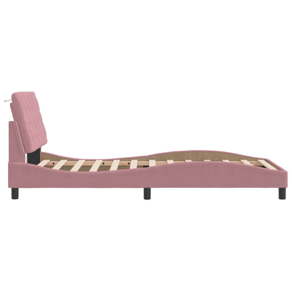 Bedframe zonder matras fluweel roze 100x200 cm is nu te koop bij PeponiXL, paradijselijk wonen!
