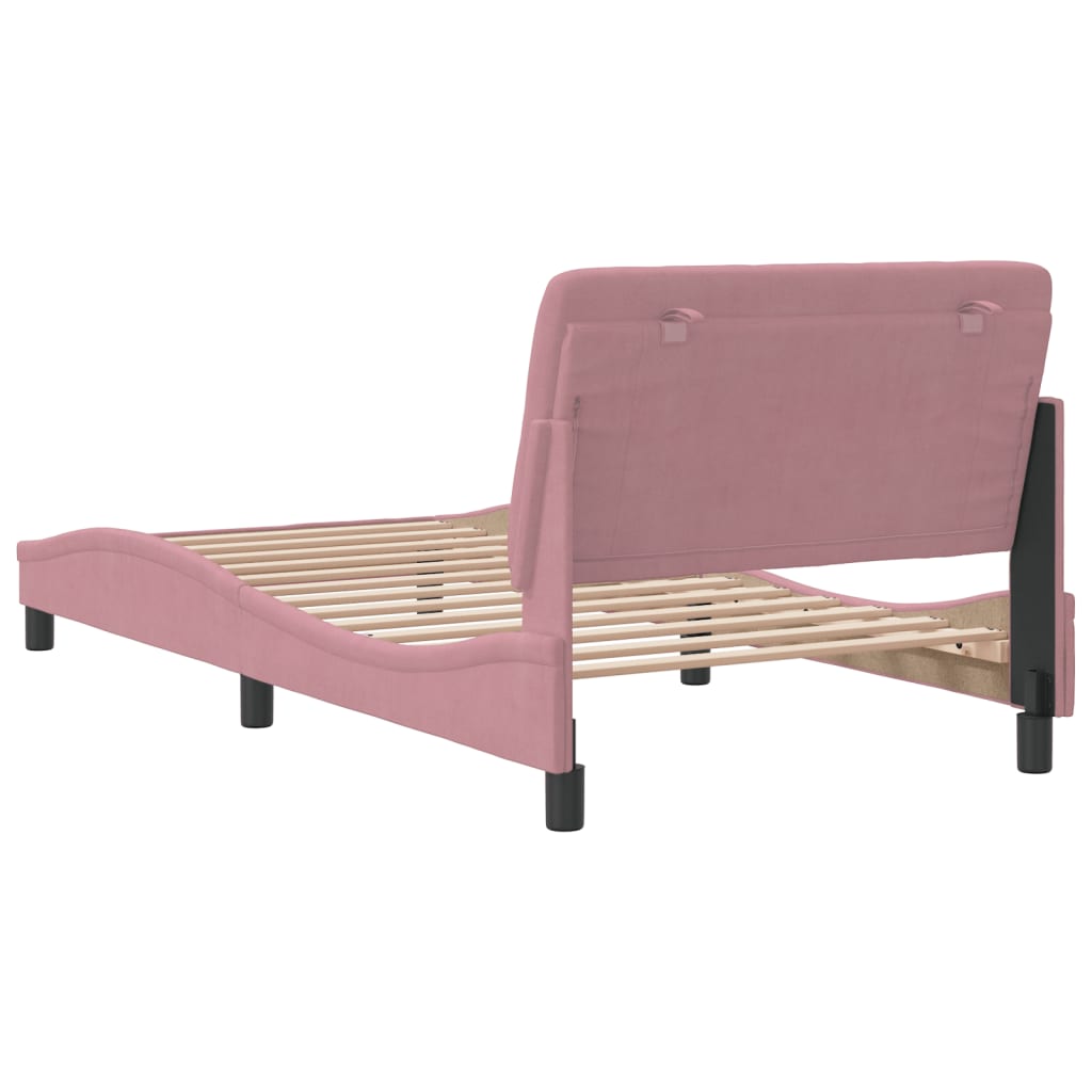 Bedframe zonder matras fluweel roze 100x200 cm is nu te koop bij PeponiXL, paradijselijk wonen!