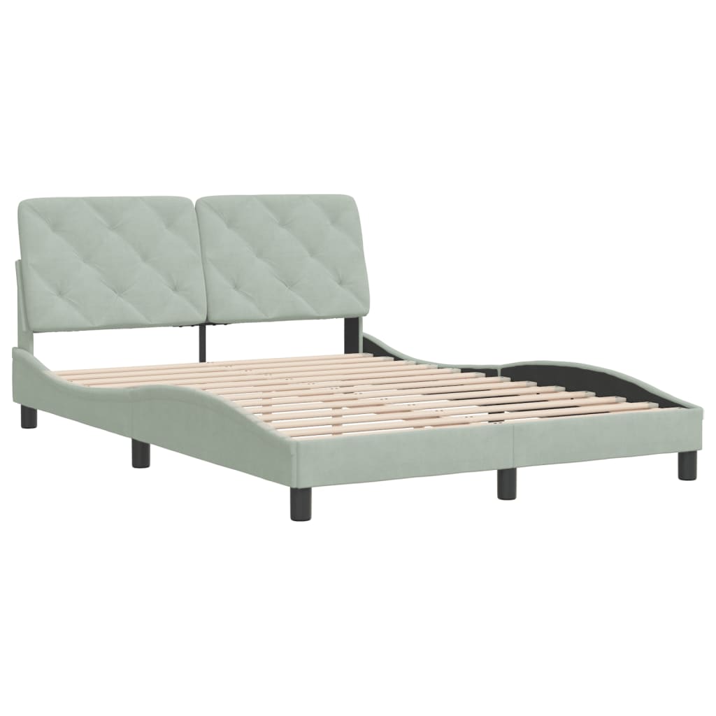 Bedframe zonder matras 120x200 cm fluweel lichtgrijs is nu te koop bij PeponiXL, paradijselijk wonen!