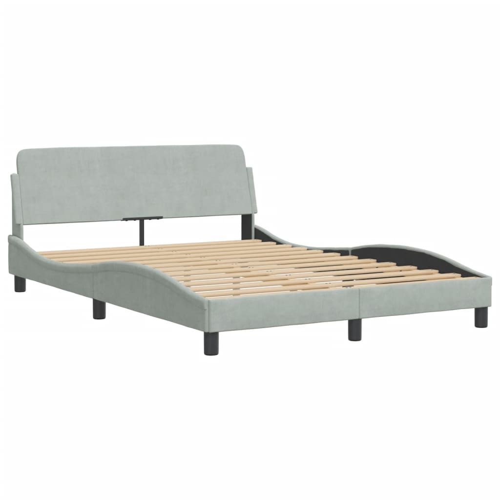 Bedframe zonder matras 120x200 cm fluweel lichtgrijs is nu te koop bij PeponiXL, paradijselijk wonen!