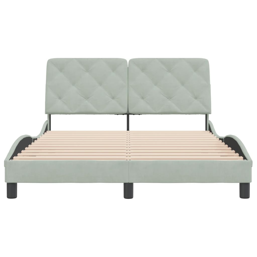 Bedframe zonder matras 120x200 cm fluweel lichtgrijs is nu te koop bij PeponiXL, paradijselijk wonen!