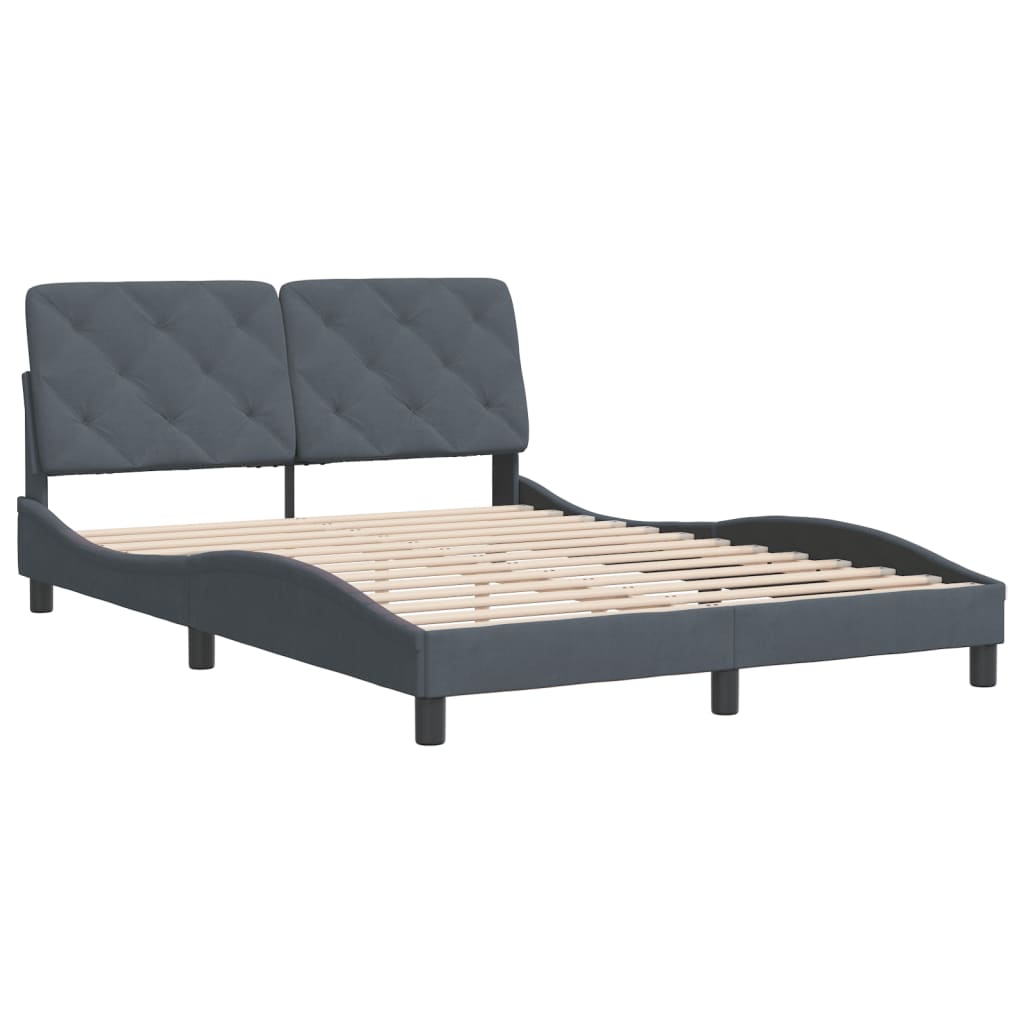 Bedframe zonder matras 120x200 cm fluweel donkergrijs is nu te koop bij PeponiXL, paradijselijk wonen!