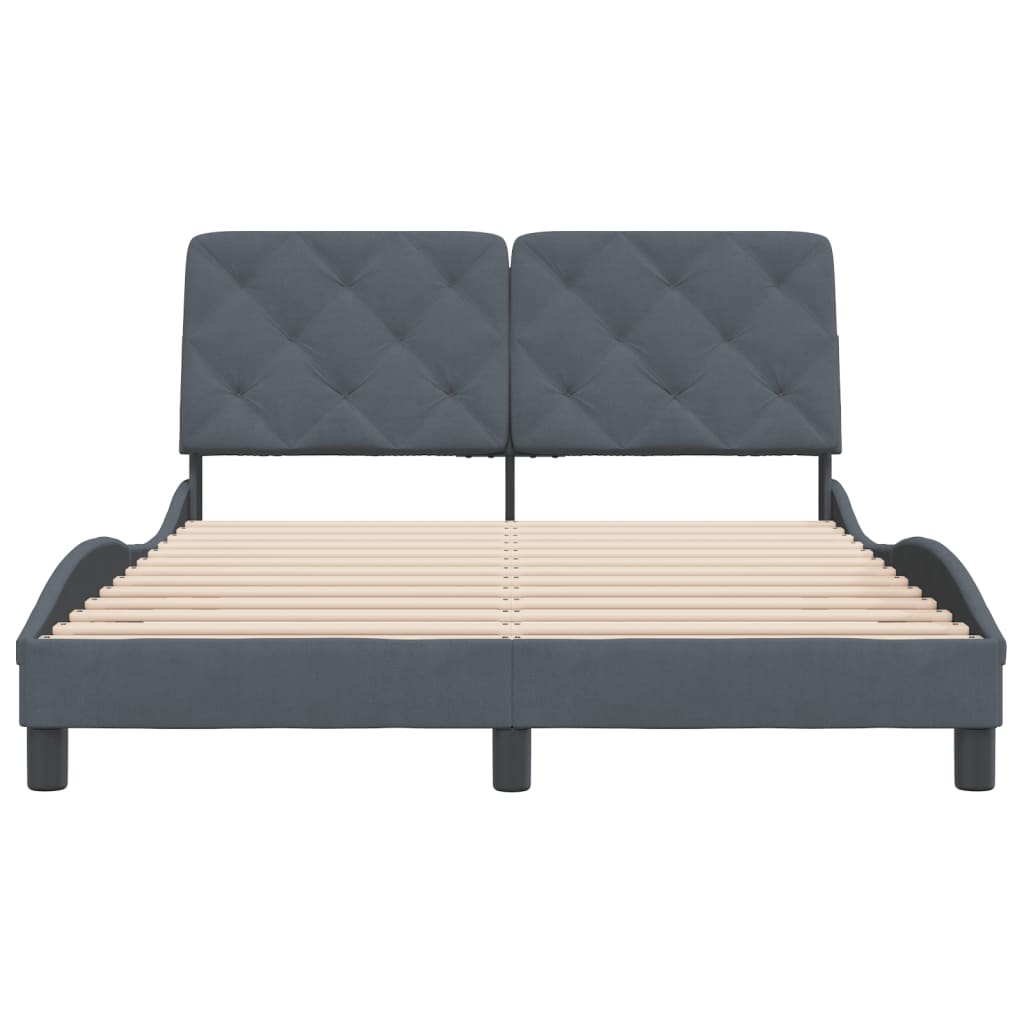 Bedframe zonder matras 120x200 cm fluweel donkergrijs is nu te koop bij PeponiXL, paradijselijk wonen!