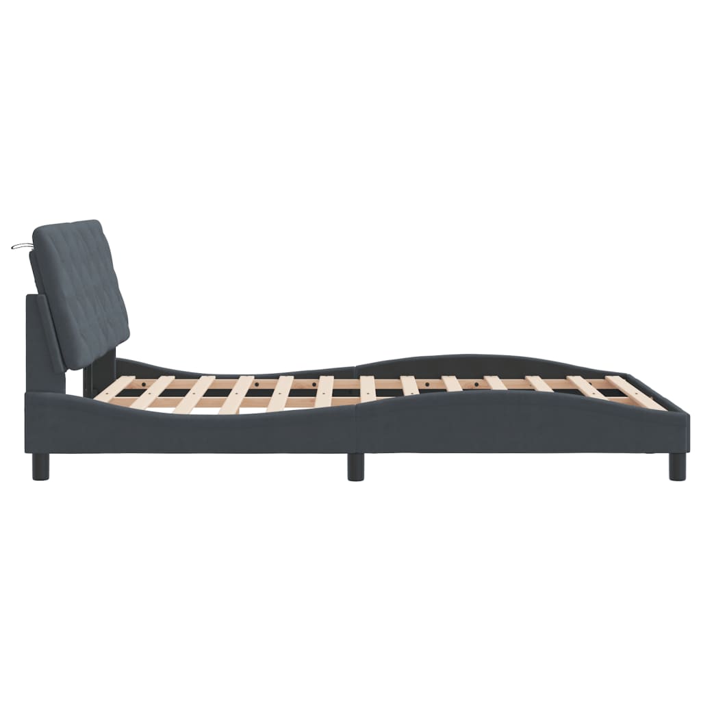 Bedframe zonder matras 120x200 cm fluweel donkergrijs is nu te koop bij PeponiXL, paradijselijk wonen!