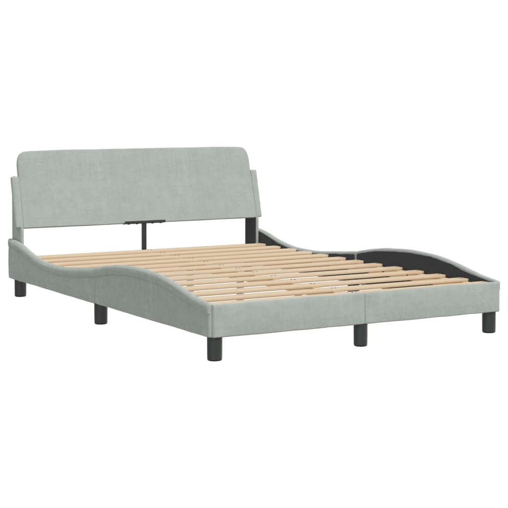 Bedframe zonder matras 140x190 cm fluweel lichtgrijs is nu te koop bij PeponiXL, paradijselijk wonen!