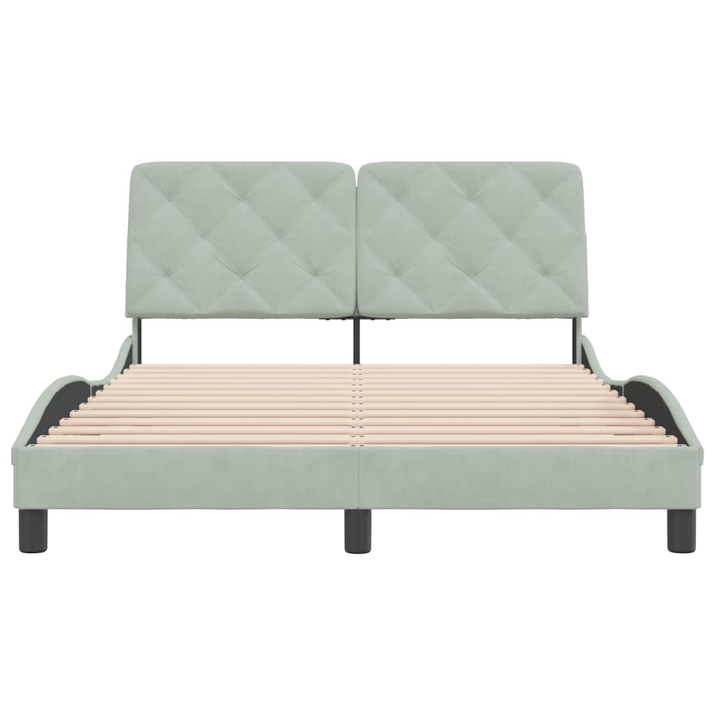 Bedframe zonder matras 140x190 cm fluweel lichtgrijs is nu te koop bij PeponiXL, paradijselijk wonen!