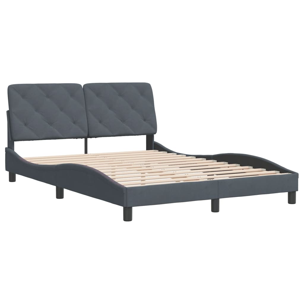 Bedframe zonder matras 140x190 cm fluweel donkergrijs is nu te koop bij PeponiXL, paradijselijk wonen!