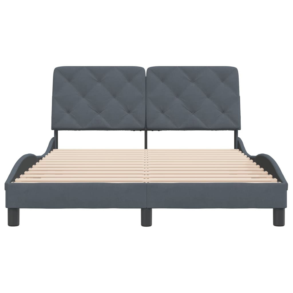 Bedframe zonder matras 140x190 cm fluweel donkergrijs is nu te koop bij PeponiXL, paradijselijk wonen!