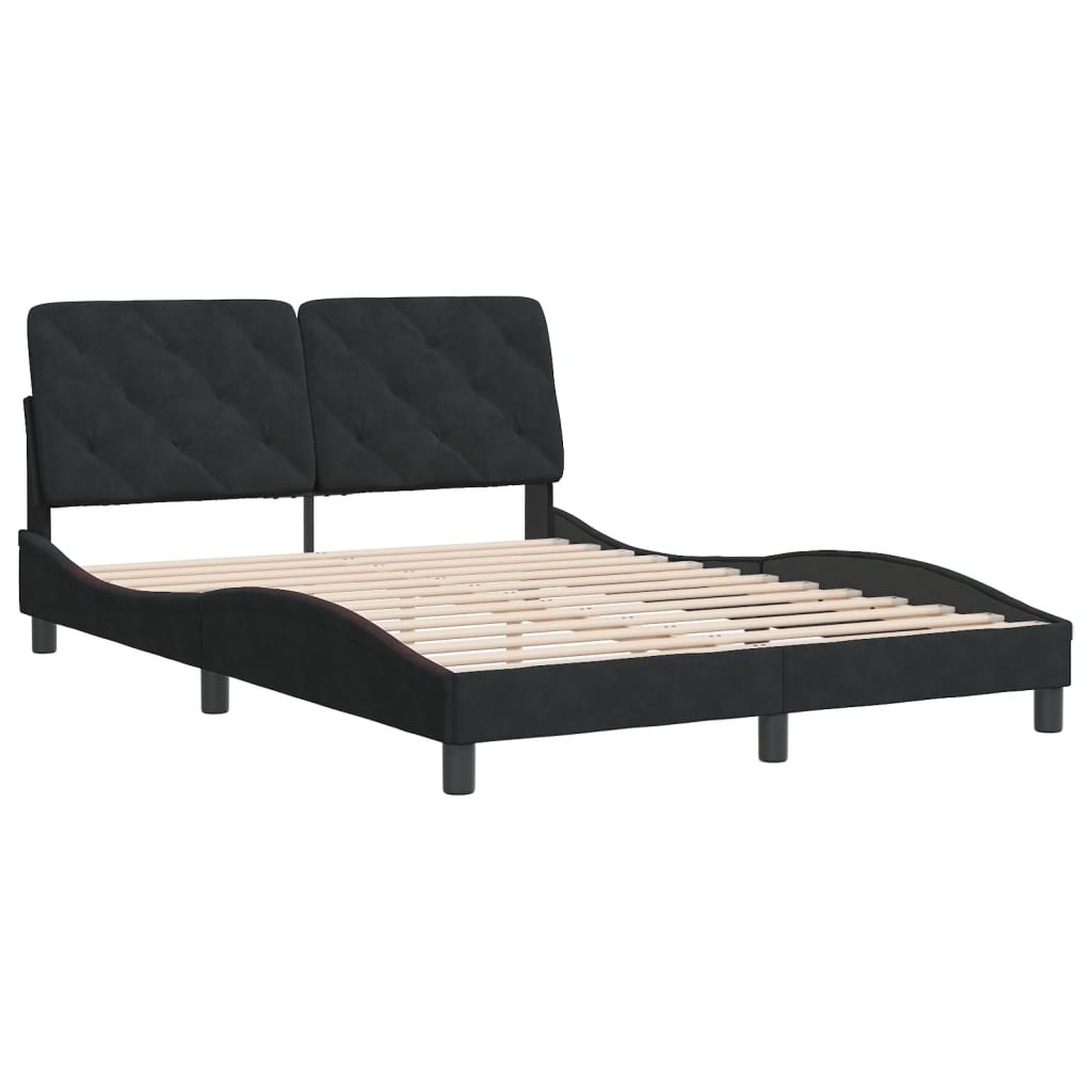 Bedframe zonder matras 140x190 cm fluweel zwart is nu te koop bij PeponiXL, paradijselijk wonen!