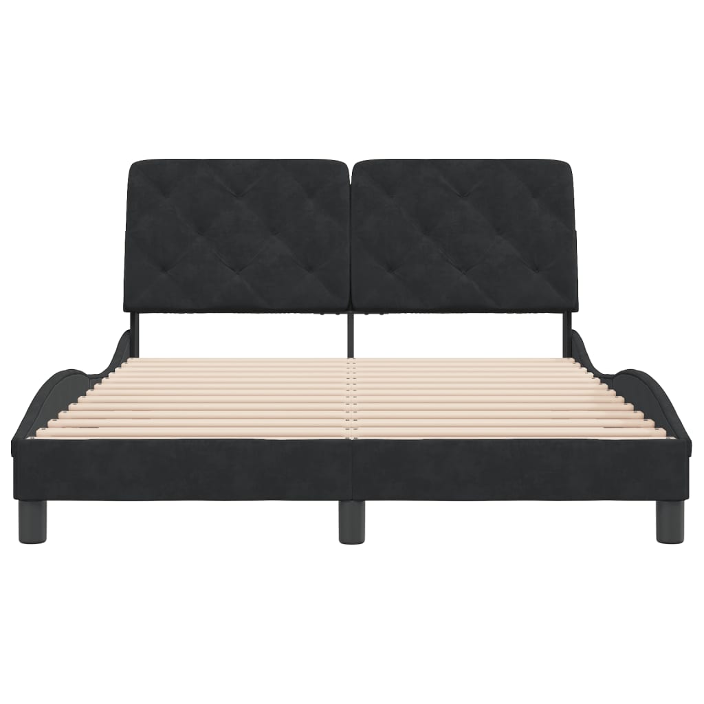 Bedframe zonder matras 140x190 cm fluweel zwart is nu te koop bij PeponiXL, paradijselijk wonen!