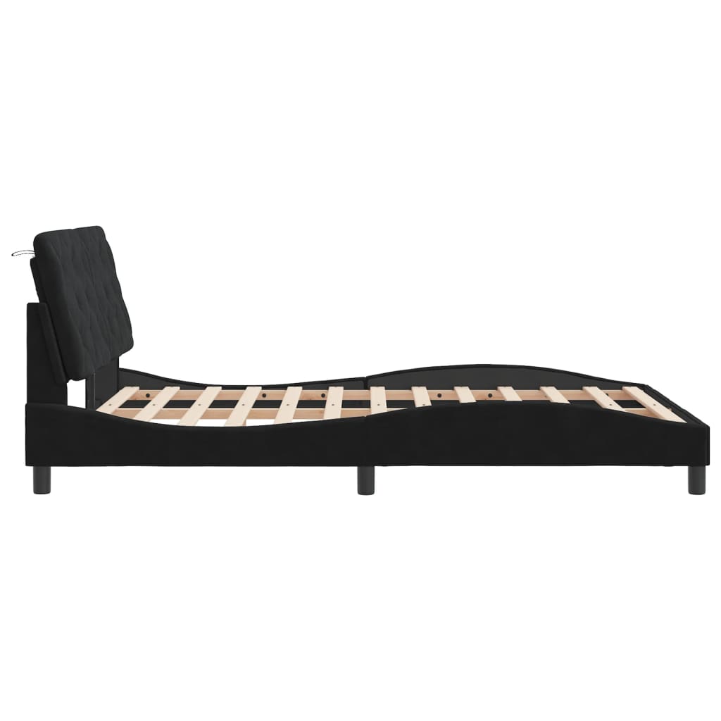 Bedframe zonder matras 140x190 cm fluweel zwart is nu te koop bij PeponiXL, paradijselijk wonen!