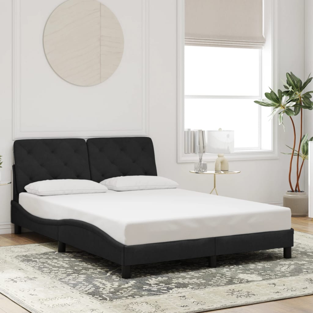 Bedframe zonder matras 140x190 cm fluweel zwart is nu te koop bij PeponiXL, paradijselijk wonen!