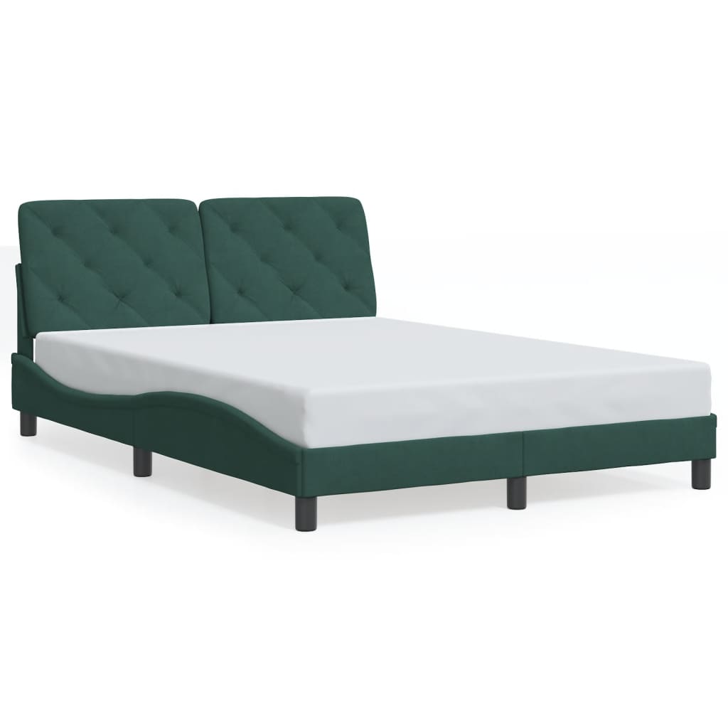 Bedframe zonder matras 140x190 cm fluweel donkergroen is nu te koop bij PeponiXL, paradijselijk wonen!