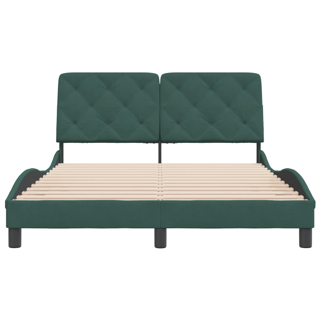 Bedframe zonder matras 140x190 cm fluweel donkergroen is nu te koop bij PeponiXL, paradijselijk wonen!