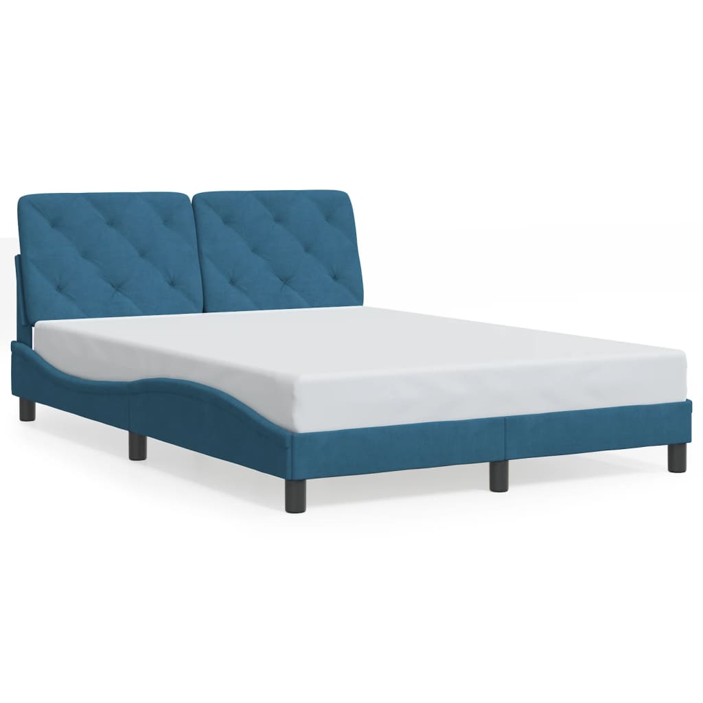 Bedframe zonder matras fluweel blauw 140x190 cm is nu te koop bij PeponiXL, paradijselijk wonen!