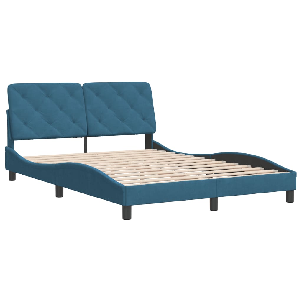 Bedframe zonder matras fluweel blauw 140x190 cm is nu te koop bij PeponiXL, paradijselijk wonen!
