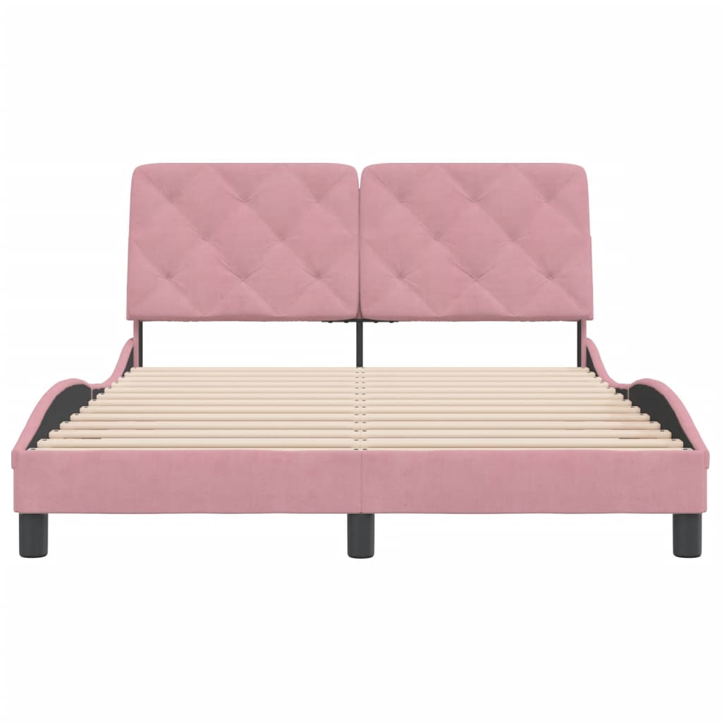 Bedframe zonder matras fluweel roze 140x190 cm is nu te koop bij PeponiXL, paradijselijk wonen!