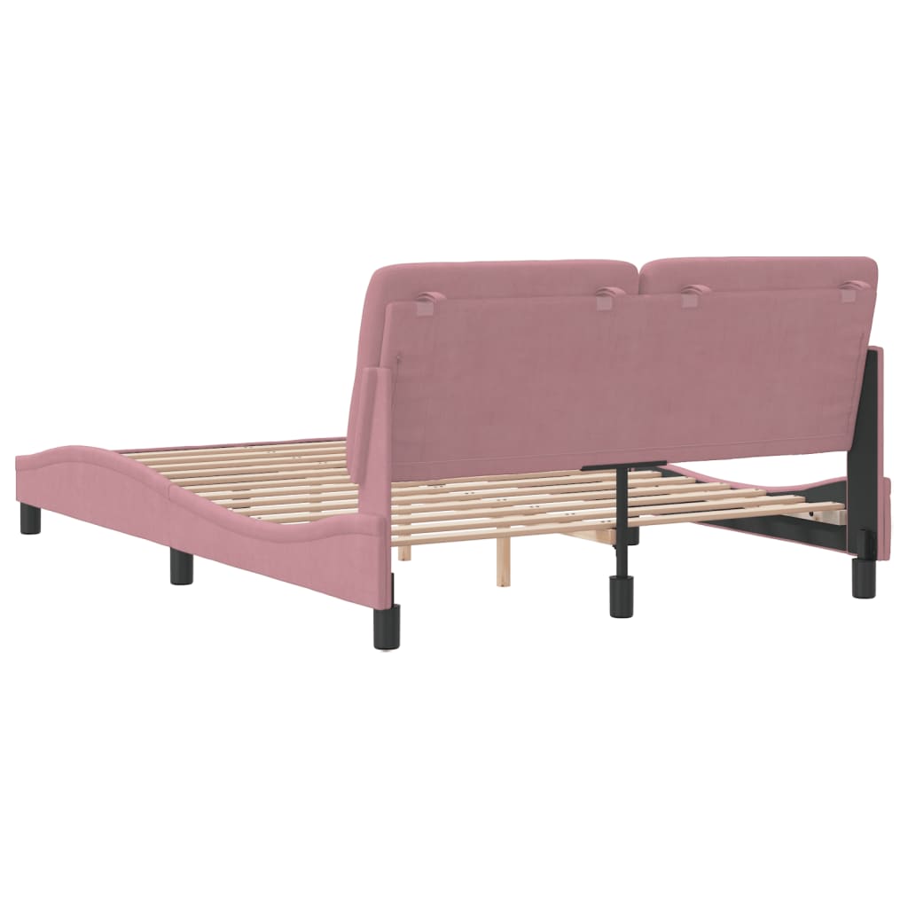 Bedframe zonder matras fluweel roze 140x190 cm is nu te koop bij PeponiXL, paradijselijk wonen!