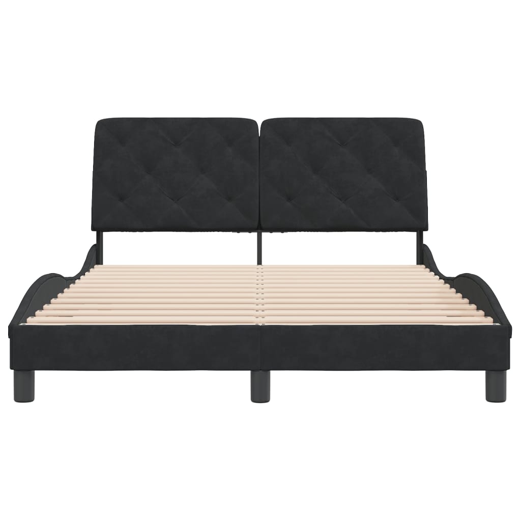 Bedframe zonder matras 140x200 cm fluweel zwart is nu te koop bij PeponiXL, paradijselijk wonen!