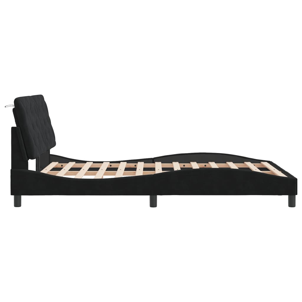 Bedframe zonder matras 140x200 cm fluweel zwart is nu te koop bij PeponiXL, paradijselijk wonen!