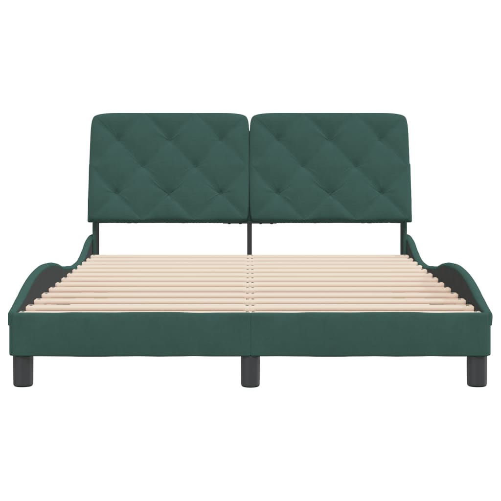 Bedframe zonder matras 140x200 cm fluweel donkergroen is nu te koop bij PeponiXL, paradijselijk wonen!