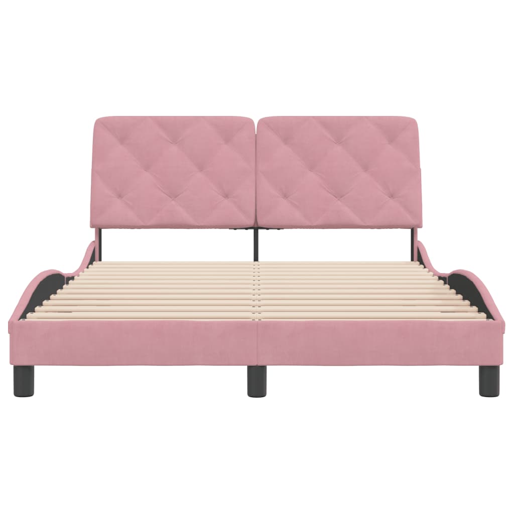 Bedframe zonder matras fluweel roze 140x200 cm is nu te koop bij PeponiXL, paradijselijk wonen!
