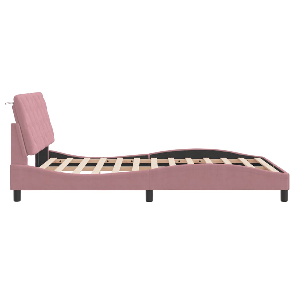Bedframe zonder matras fluweel roze 140x200 cm is nu te koop bij PeponiXL, paradijselijk wonen!