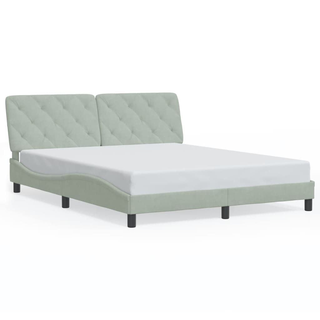 Bedframe zonder matras 160x200 cm fluweel lichtgrijs is nu te koop bij PeponiXL, paradijselijk wonen!