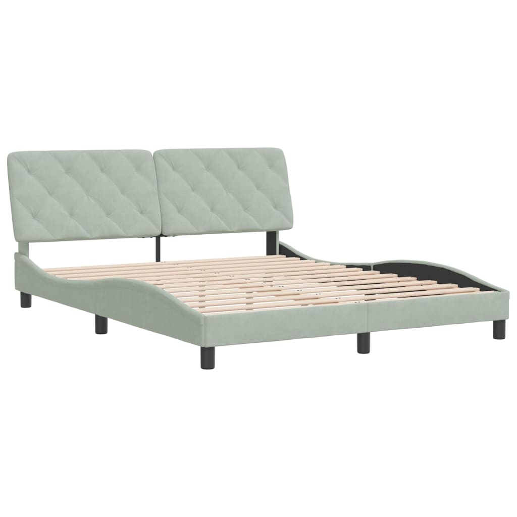 Bedframe zonder matras 160x200 cm fluweel lichtgrijs is nu te koop bij PeponiXL, paradijselijk wonen!