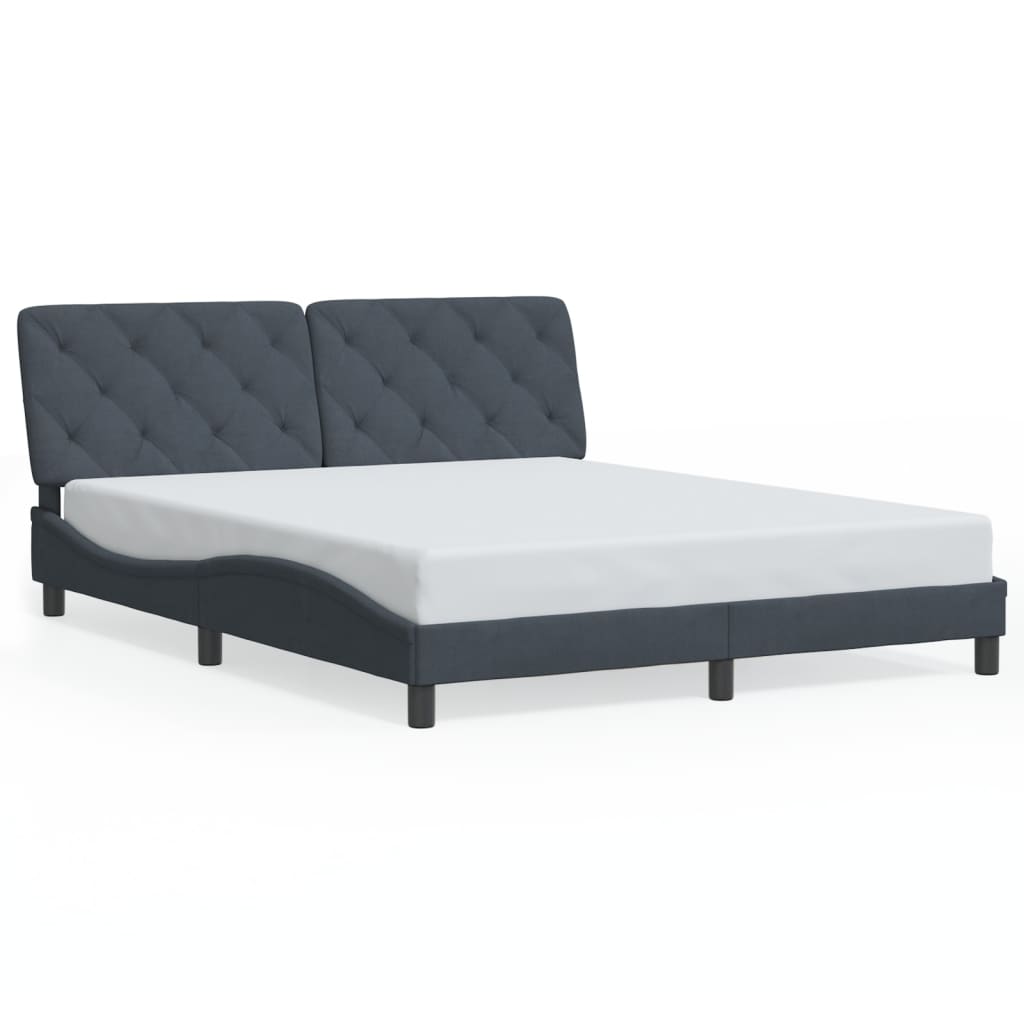 Bedframe zonder matras 160x200 cm fluweel donkergrijs is nu te koop bij PeponiXL, paradijselijk wonen!