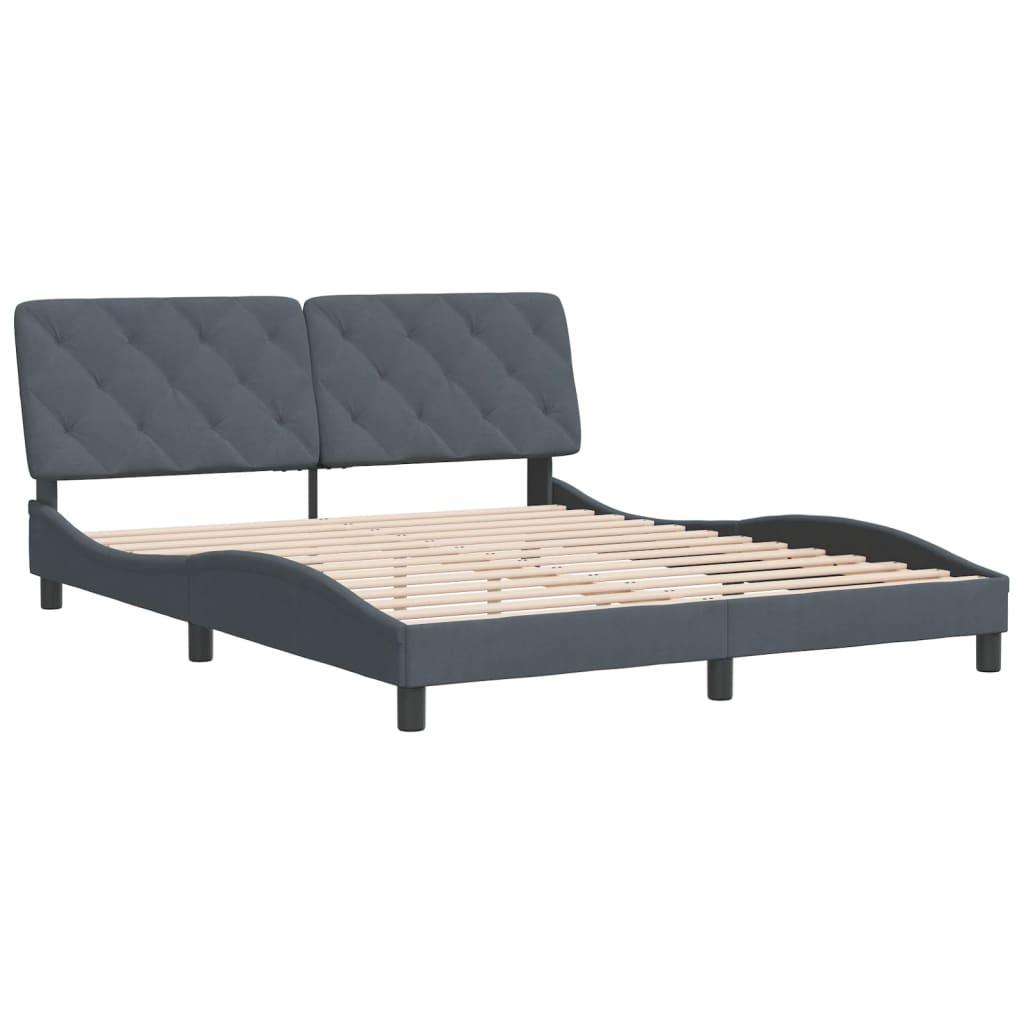 Bedframe zonder matras 160x200 cm fluweel donkergrijs is nu te koop bij PeponiXL, paradijselijk wonen!