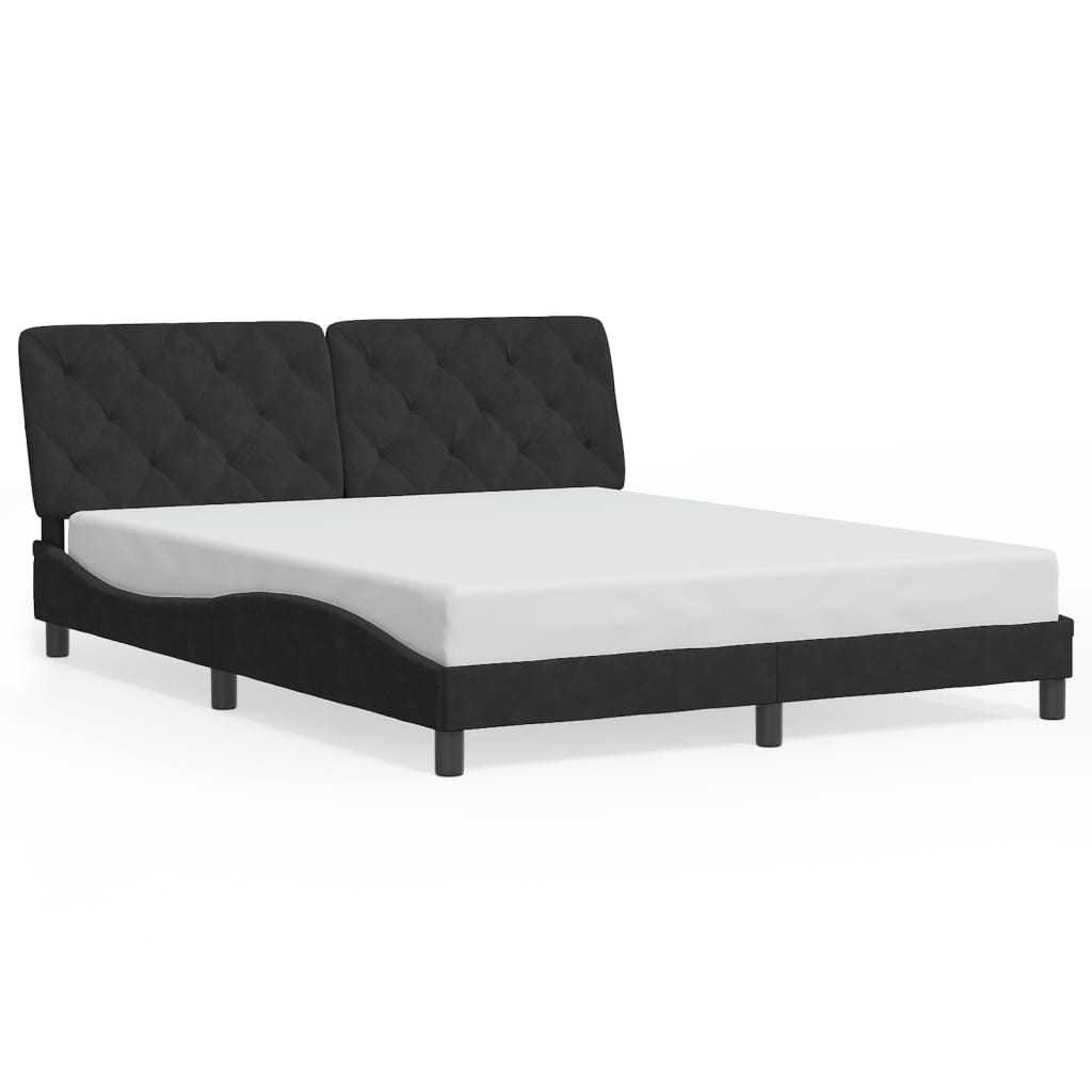 Bedframe zonder matras 160x200 cm fluweel zwart is nu te koop bij PeponiXL, paradijselijk wonen!