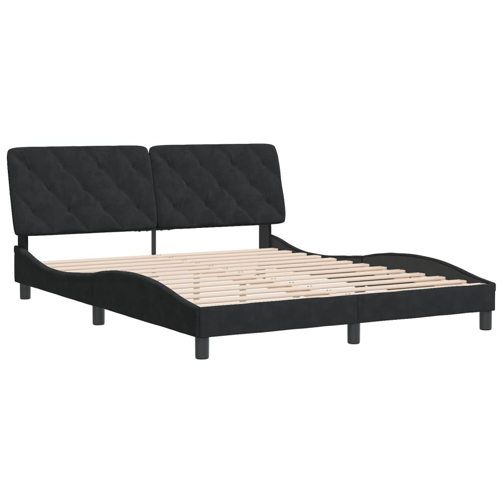 Bedframe zonder matras 160x200 cm fluweel zwart is nu te koop bij PeponiXL, paradijselijk wonen!