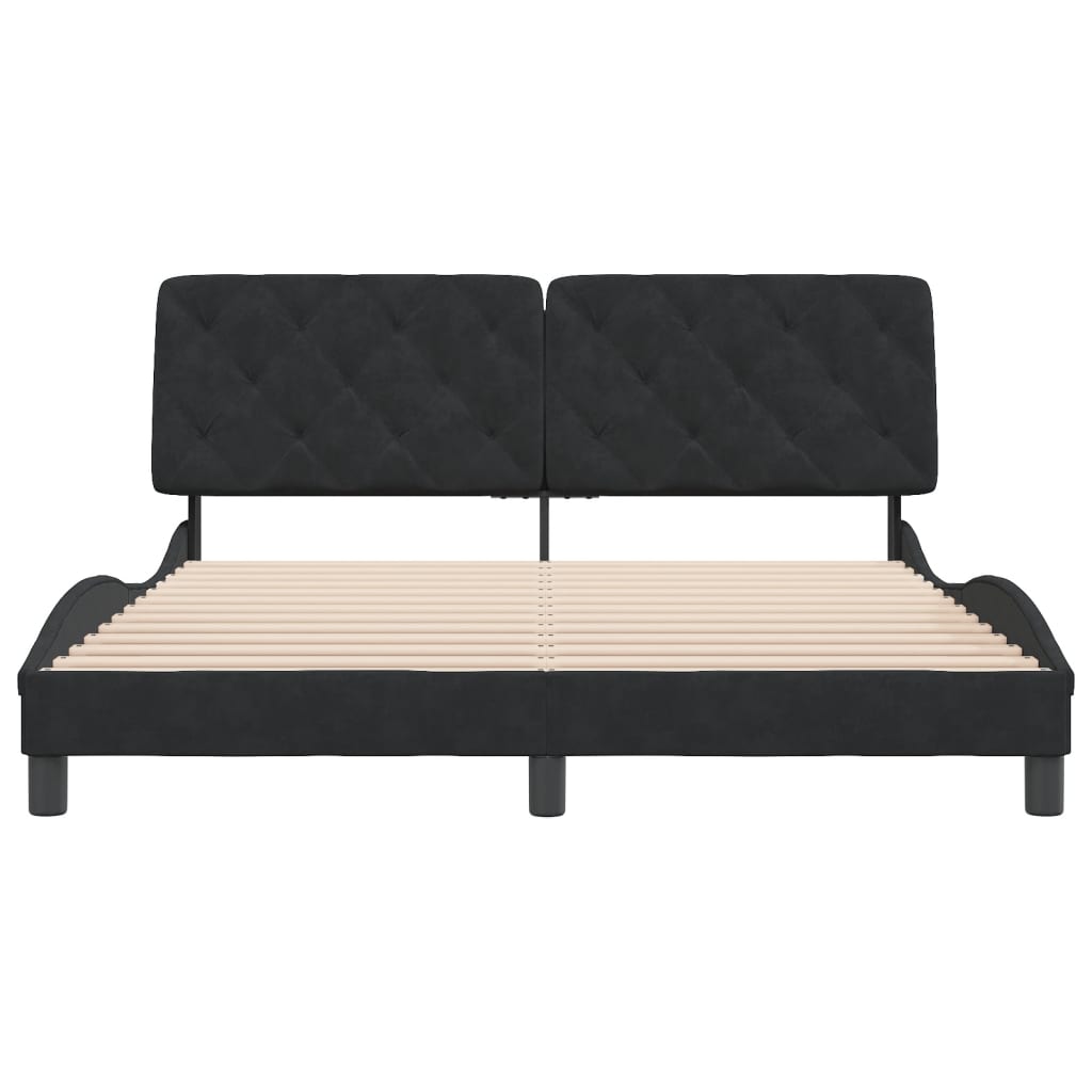 Bedframe zonder matras 160x200 cm fluweel zwart is nu te koop bij PeponiXL, paradijselijk wonen!