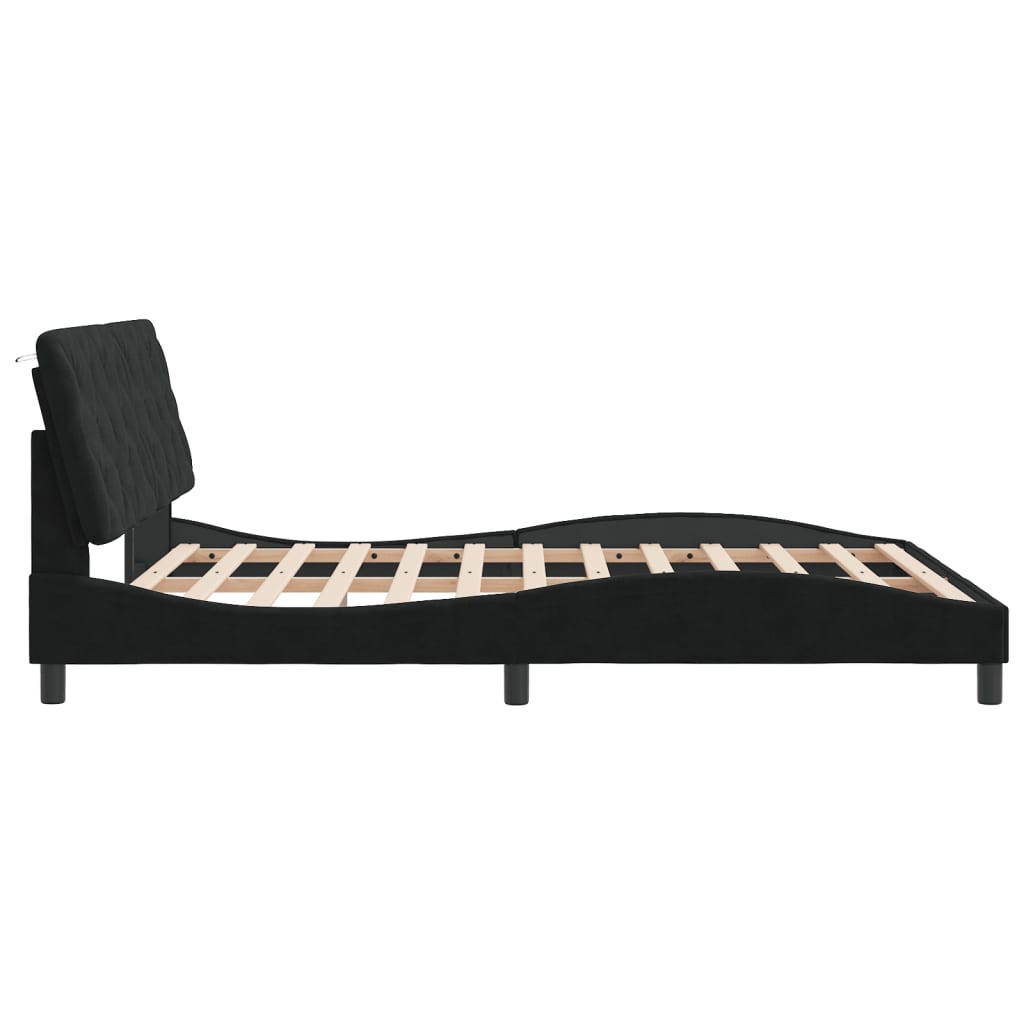 Bedframe zonder matras 160x200 cm fluweel zwart is nu te koop bij PeponiXL, paradijselijk wonen!