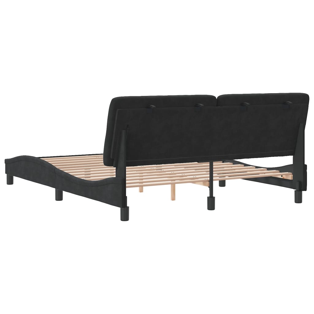 Bedframe zonder matras 160x200 cm fluweel zwart is nu te koop bij PeponiXL, paradijselijk wonen!