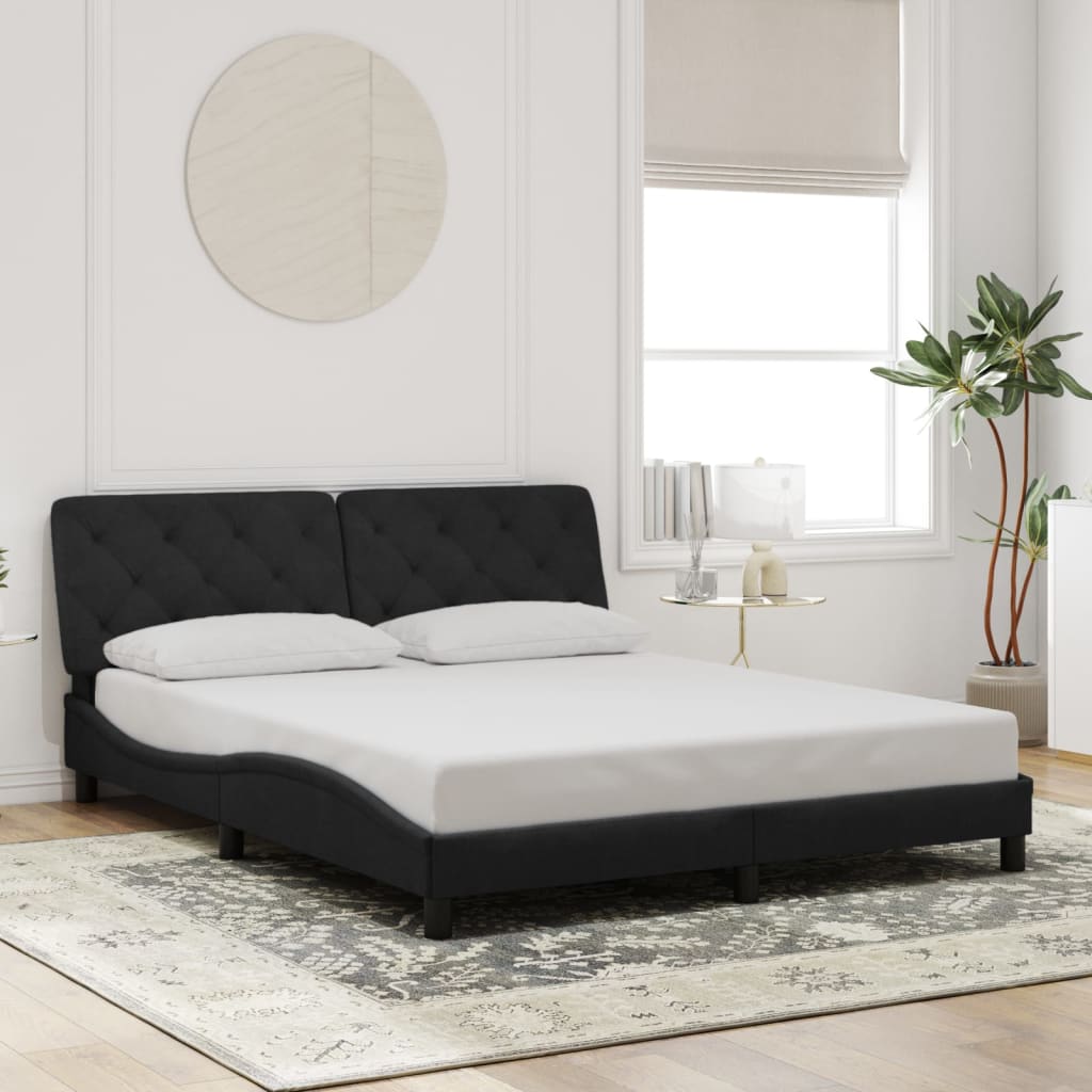 Bedframe zonder matras 160x200 cm fluweel zwart is nu te koop bij PeponiXL, paradijselijk wonen!